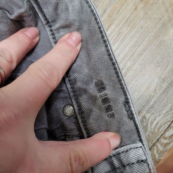 American Eagle Gray Mens 28X32 Airflex + Plus Skinny Jeans Denim Distressed - Picture 14 of 16